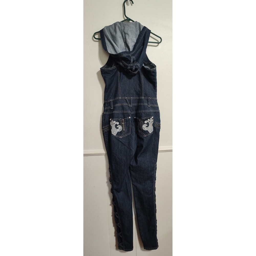 Vintage Y2K Dereon By Beyonce Denim Jumpsuit With Hood Festival Streetwear Club